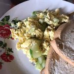 Bread, Fried Egg And Vegetables breakfast