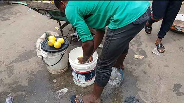 fruits washed in detergent